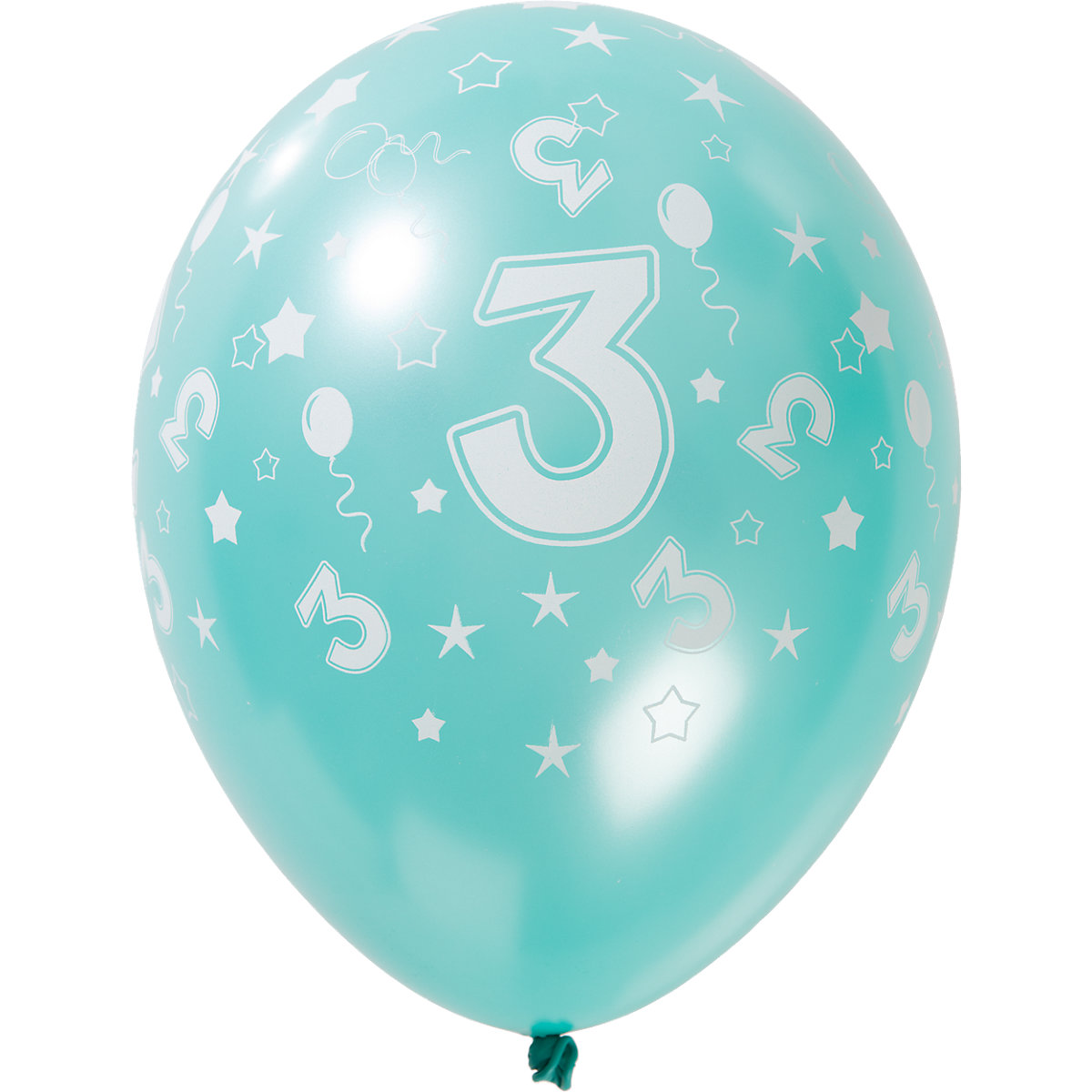 Luftballons Zahl 3, 5 Stück, 30 cm