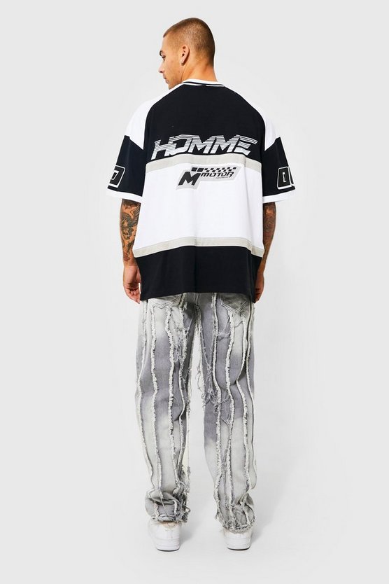 Oversize T-Shirt mit Motor Sport Print