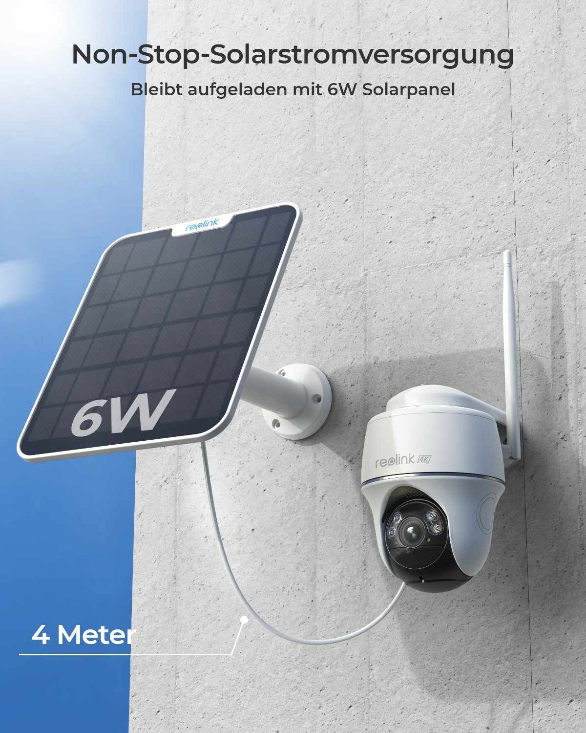 Reolink 4K 8MP Smarte kabellose Argus Series B440 Überwachungskamera (Außenbereich, 5/2,4 GHz Dualband WLAN, Spotlight, 4K, Personen-/Fahrzeugerkennung)