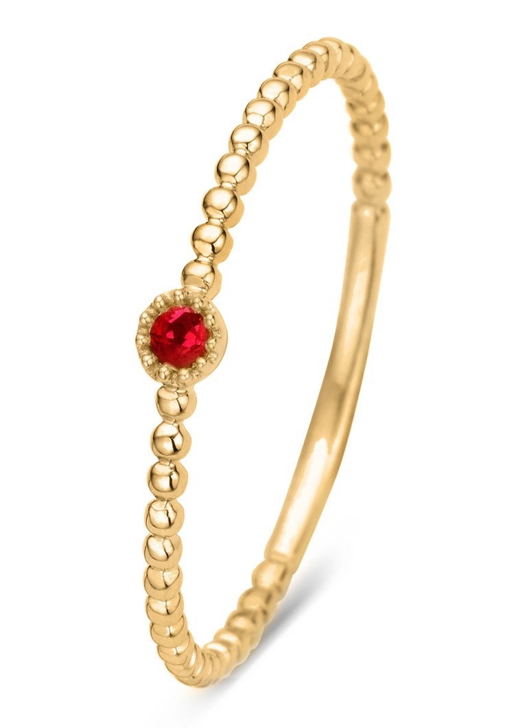 Diamond Point Yellow gold ring 0.04 ct ruby Joy