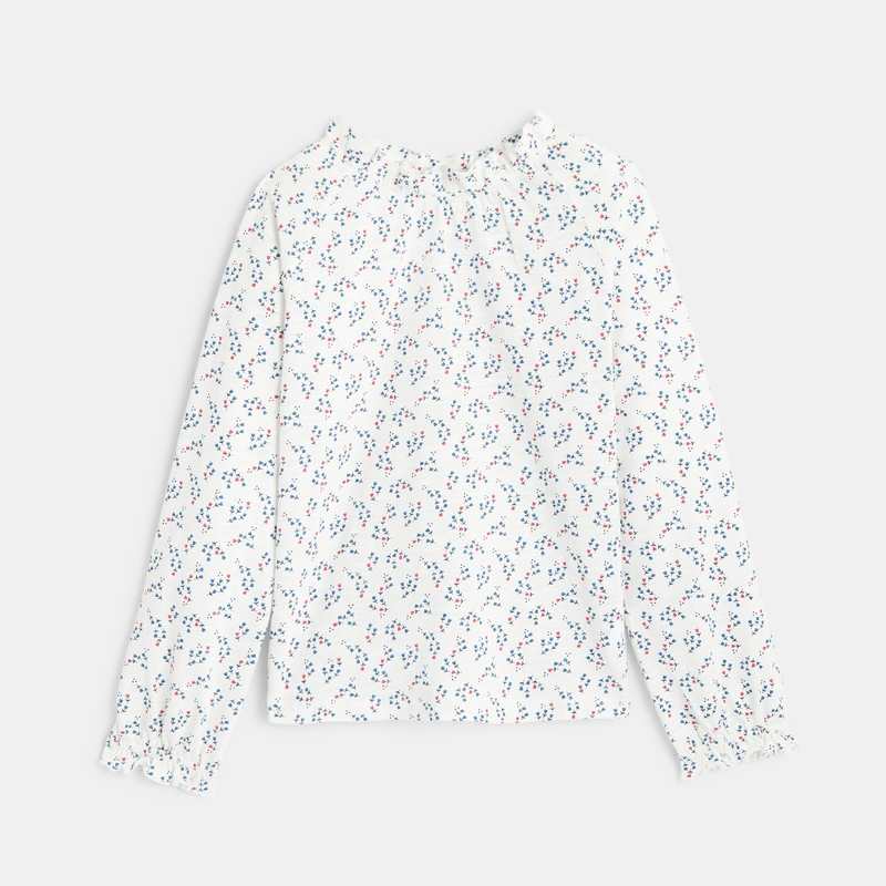 T-shirt volanté imprimé jaune fille
