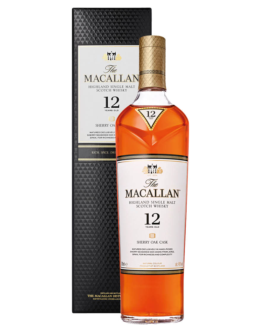 Highland Single Malt Scotch Whisky 12 Years Old Sherry Oak Cask Macallan 0,7 ℓ, En Étui