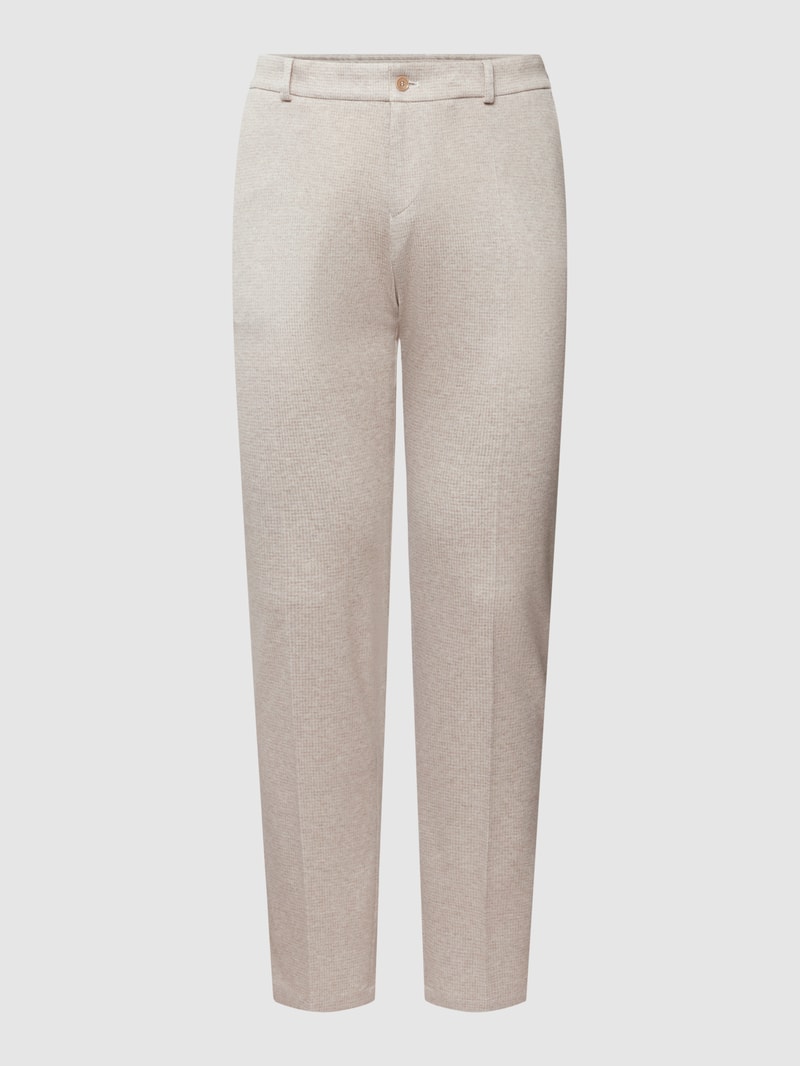 Stoffhose mit Strukturmuster in beige meliert