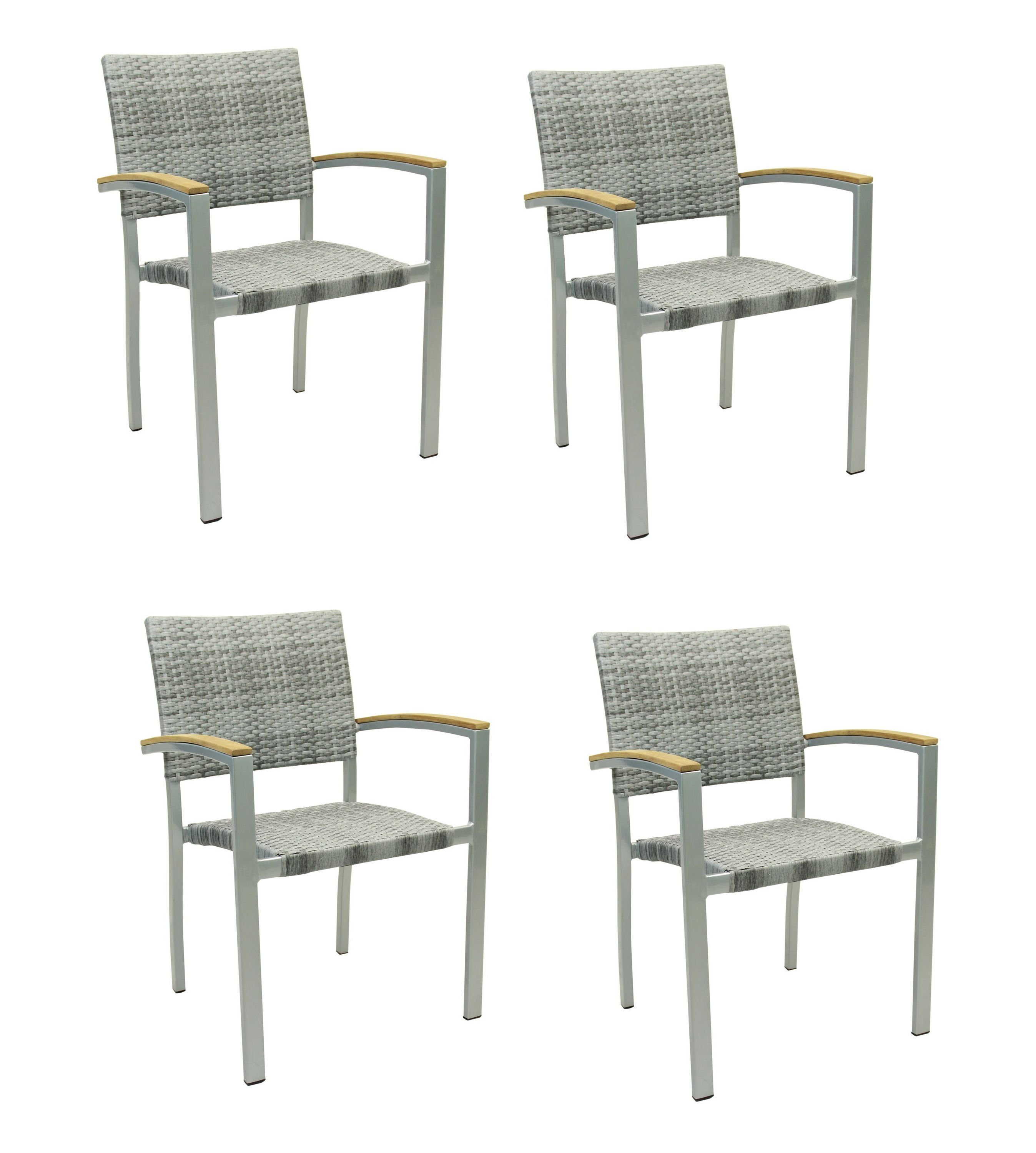 Konway Stapelstuhl BORNEO (4 St), 4x KONWAY® BORNEO Stapelsessel Granit Premium Polyrattan Sessel