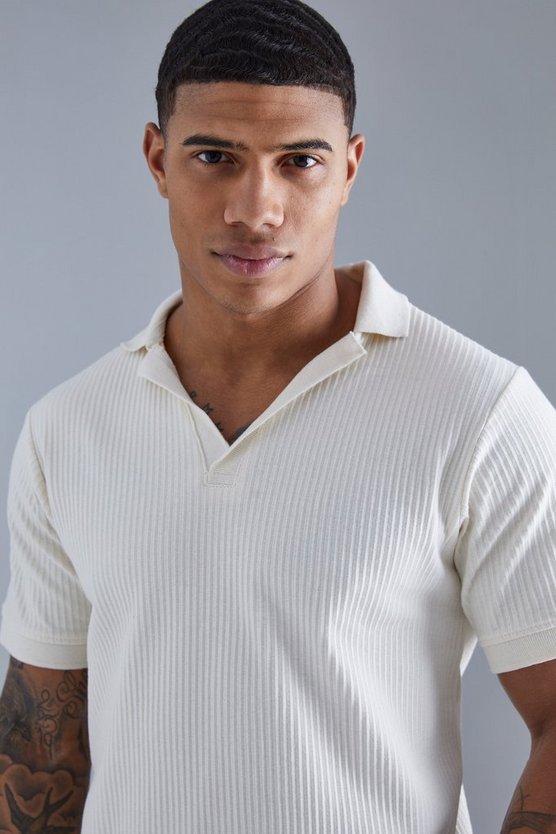 Geripptes Slim-Fit Poloshirt