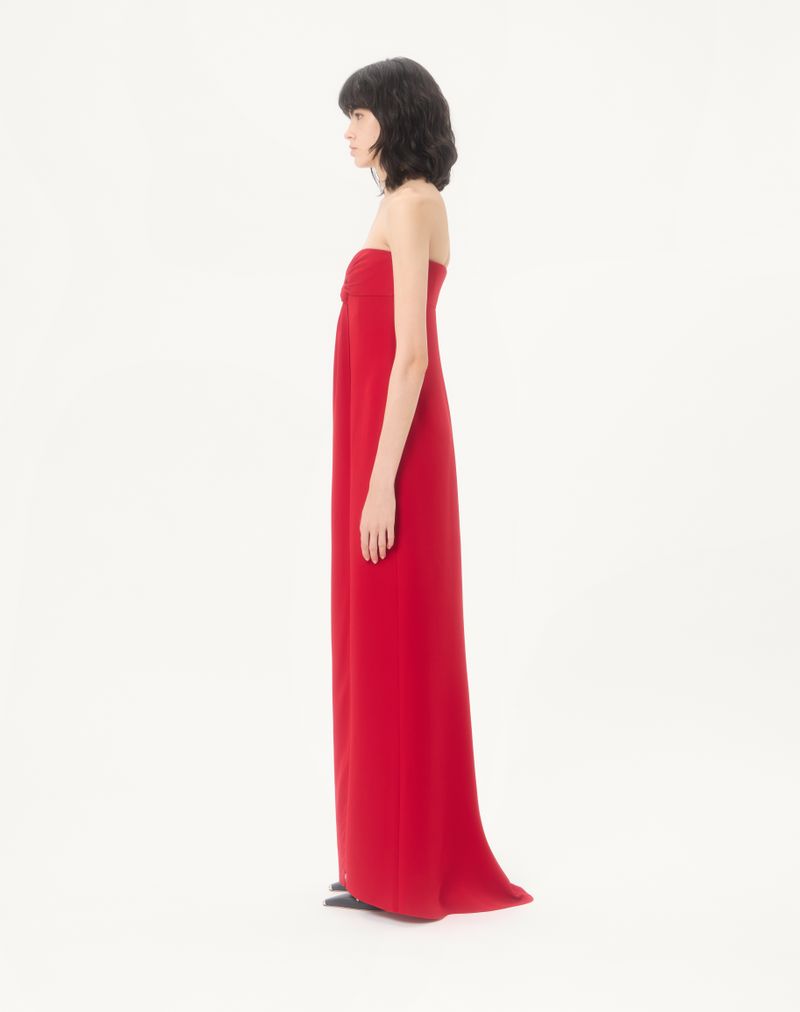 Vestido longo de alta costura em cady