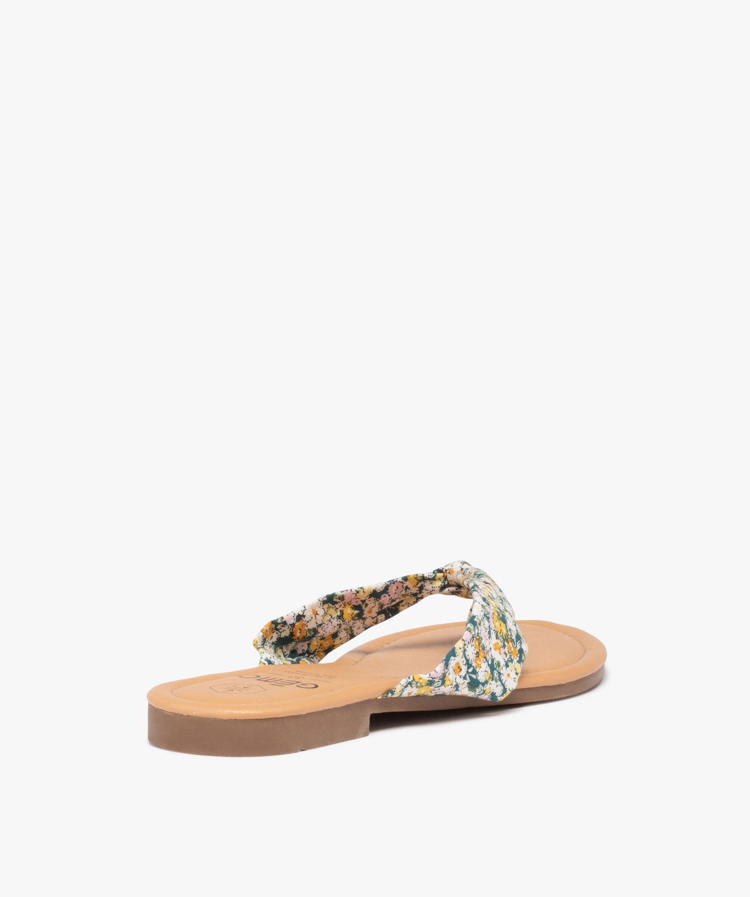 Tongs femme à talon plat et bride en toile drapée multicolore | GEMO