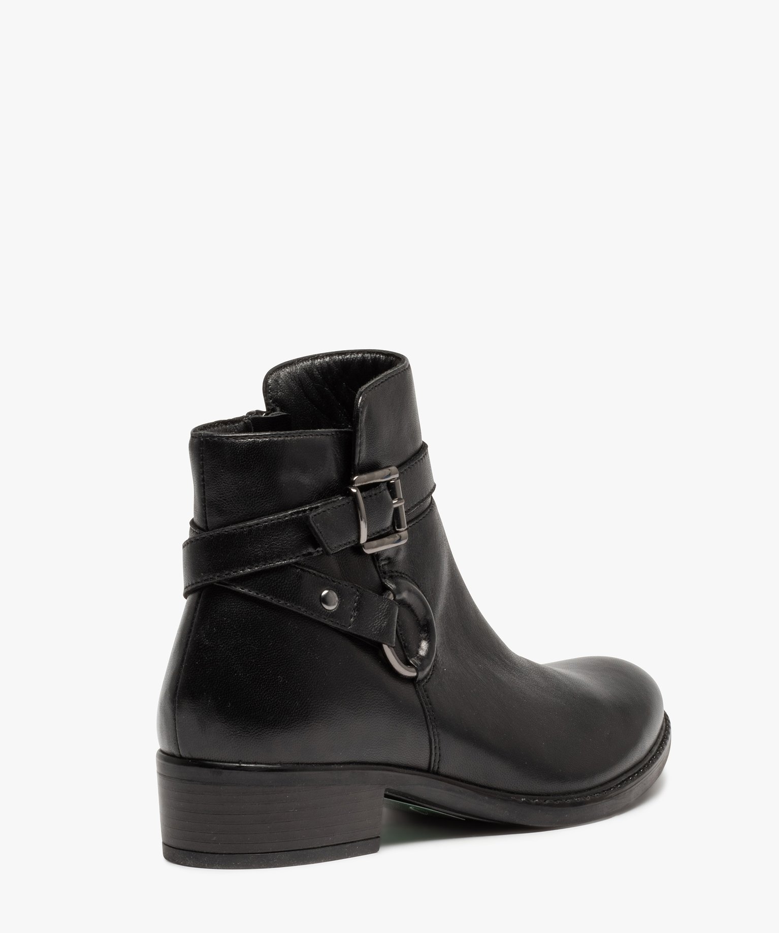 Boots femme unies en cuir à bride décorative - Tanéo noir | GEMO