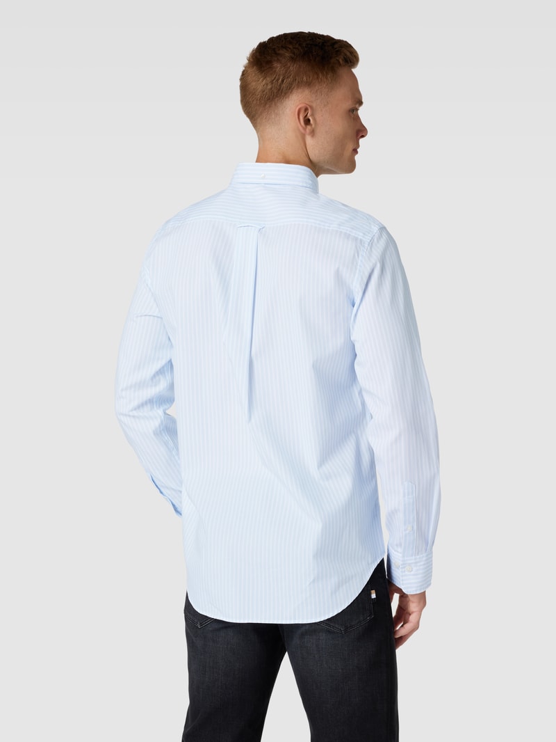 Regular Fit Freizeithemd mit Streifenmuster Modell 'POPLIN' in hellblau