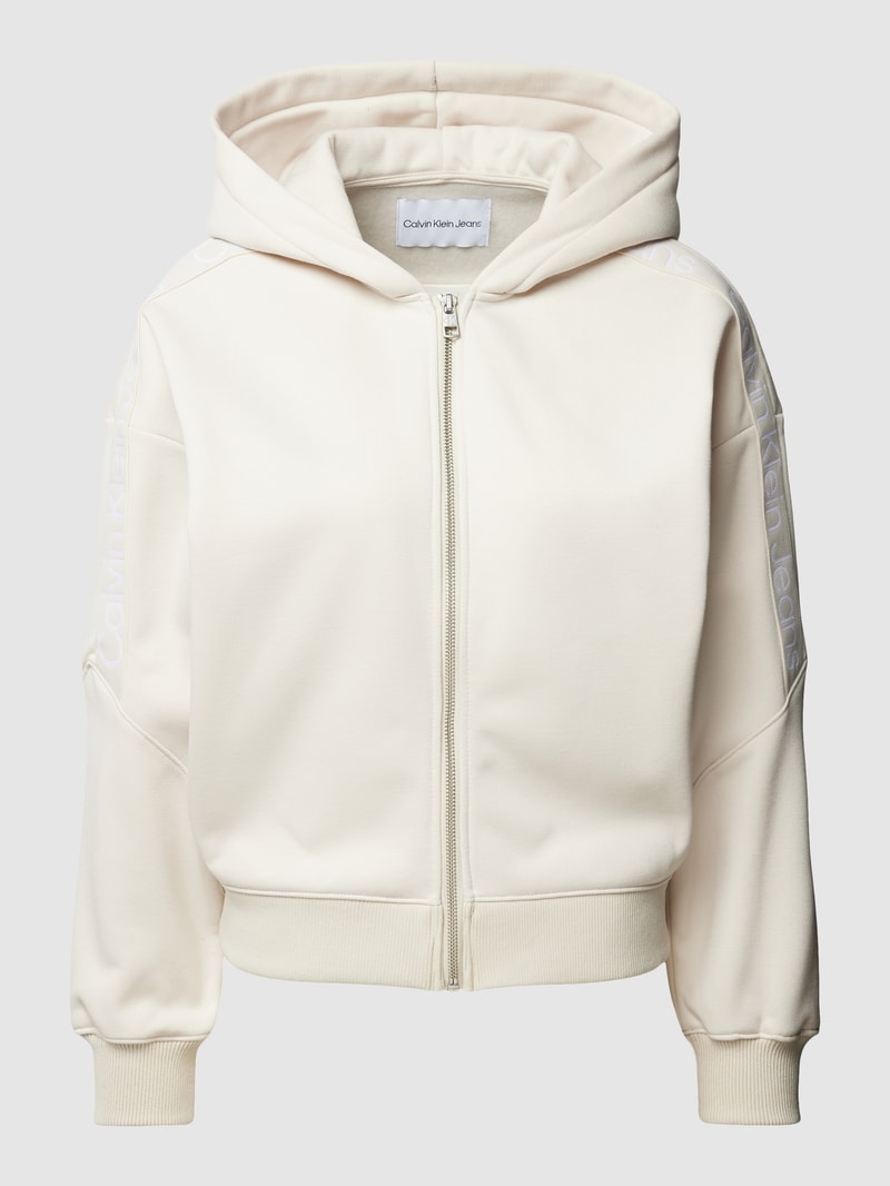 Sweatjacke mit Label-Details in beige