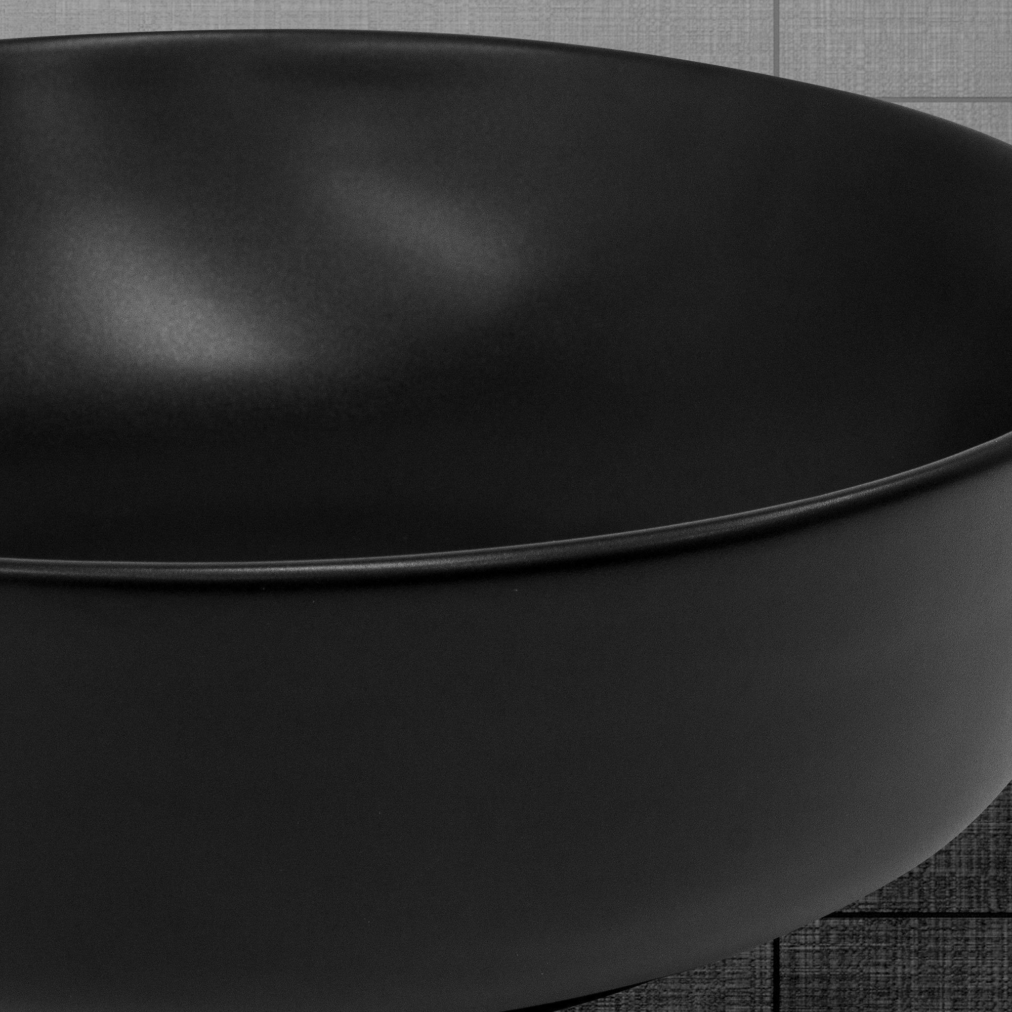 ML-DESIGN Waschbecken Aufsatzwaschbecken Waschtisch Waschschale Waschplatz Handwaschbecken, Keramik Schwarz matt Ø415x135mm Runde Modern