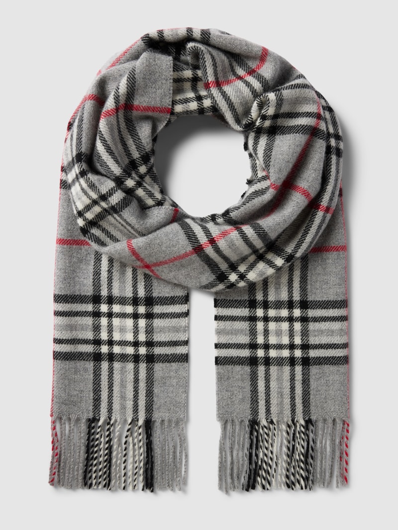 Schal mit Tartan-Karo in hellgrau