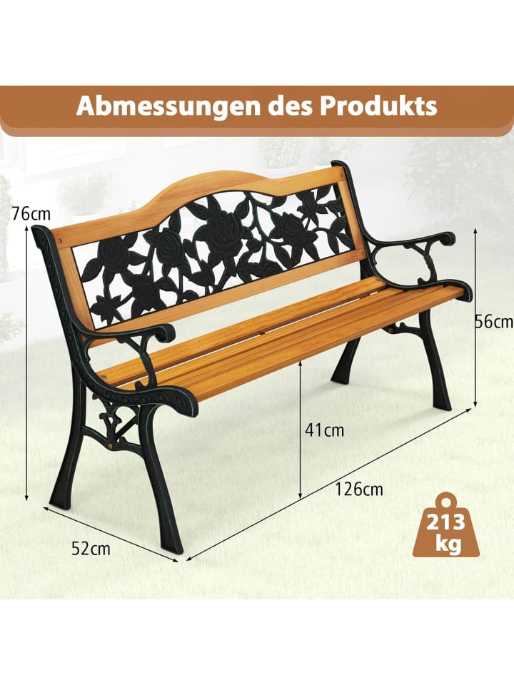 COSTWAY Gartenbank 126 x 52 x 74 cm in Beige günstig kaufen onesize