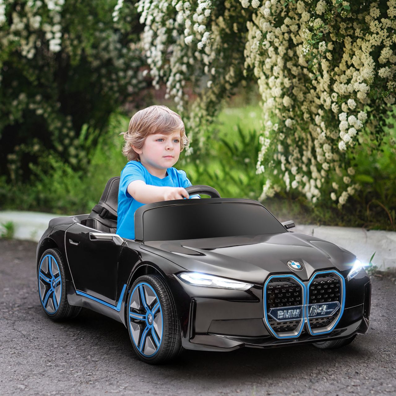 HOMCOM Kinder Elektroauto Elektrofahrzeuge mit Fernbedienung MP3-Player, Schwarz
