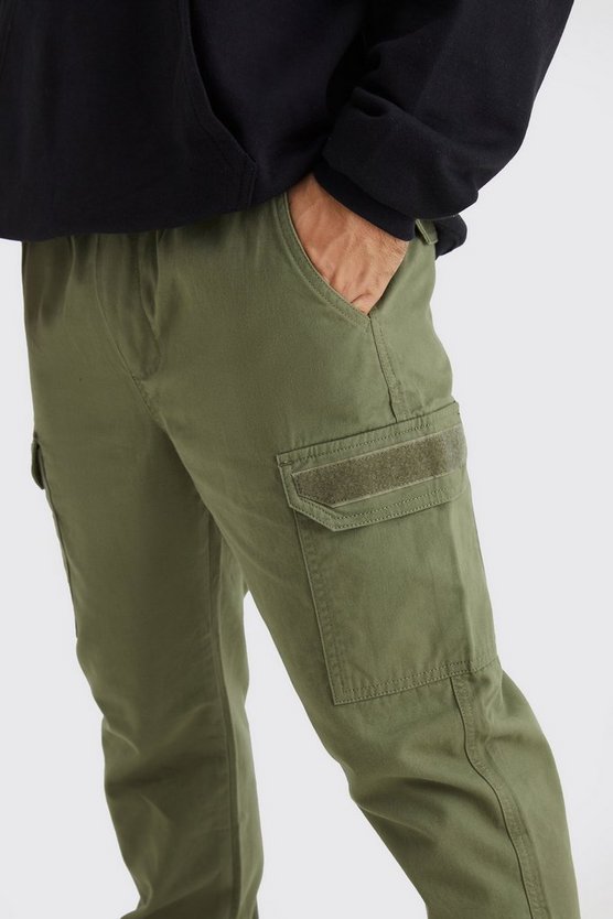 Gerade Cargo-Hose mit elastischem Bund und Filz-Detail