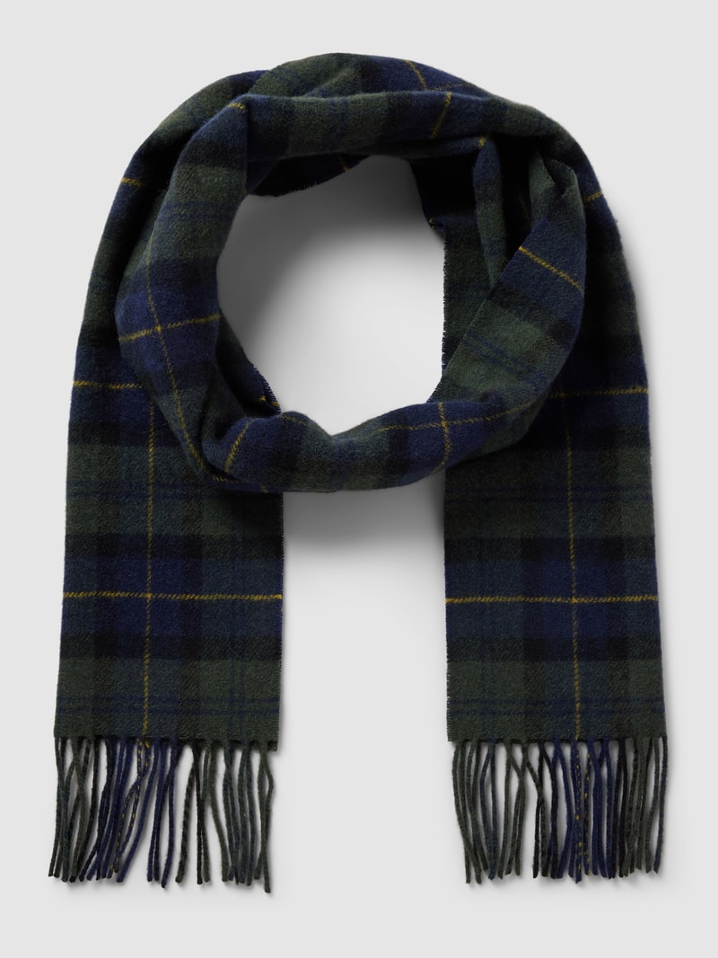 Schal aus Lanawolle mit Tartan-Muster in olivgrün