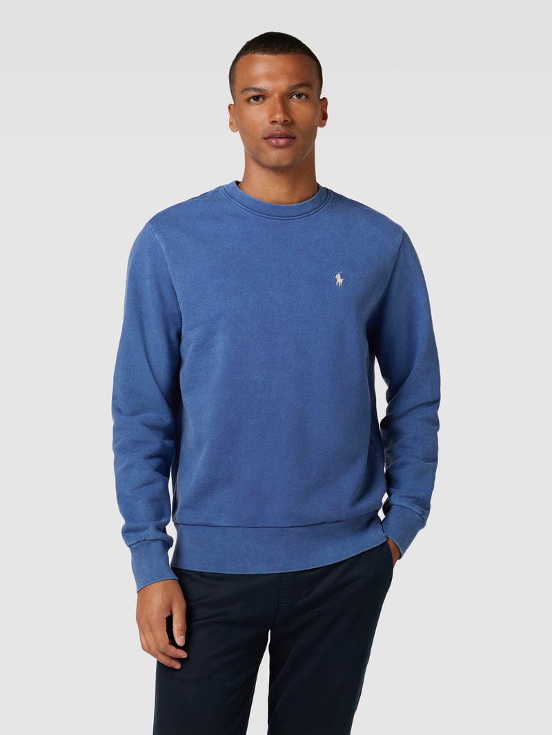 Sweatshirt mit Logo-Stitching in marineblau