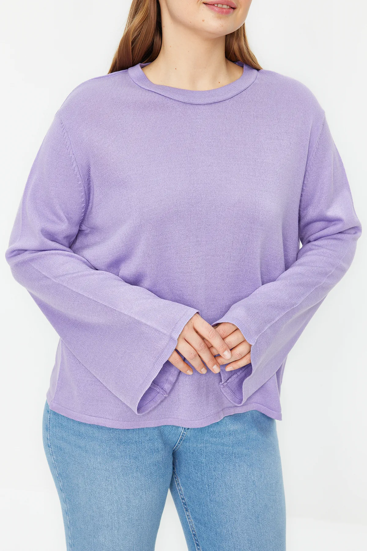 Trendyol Curve  Lila Strickpullover mit spanischen Ärmeln TBBAW23AN00034