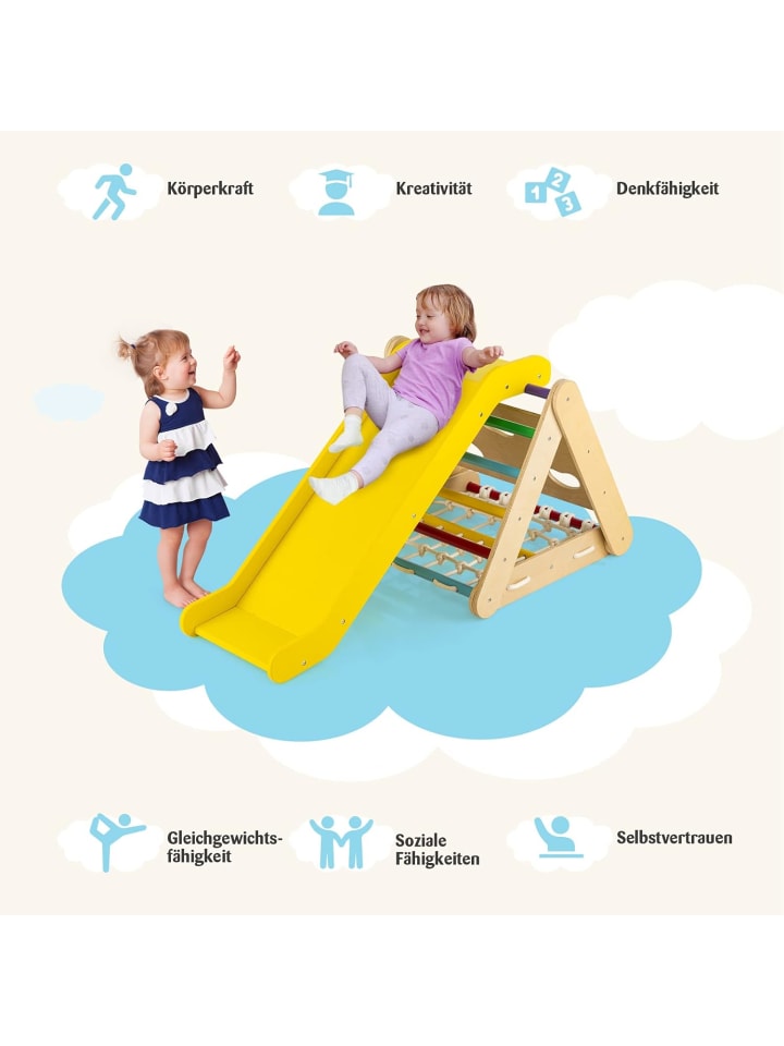 COSTWAY Klettergerüst mit Rampe in Gelb günstig kaufen 64 cm