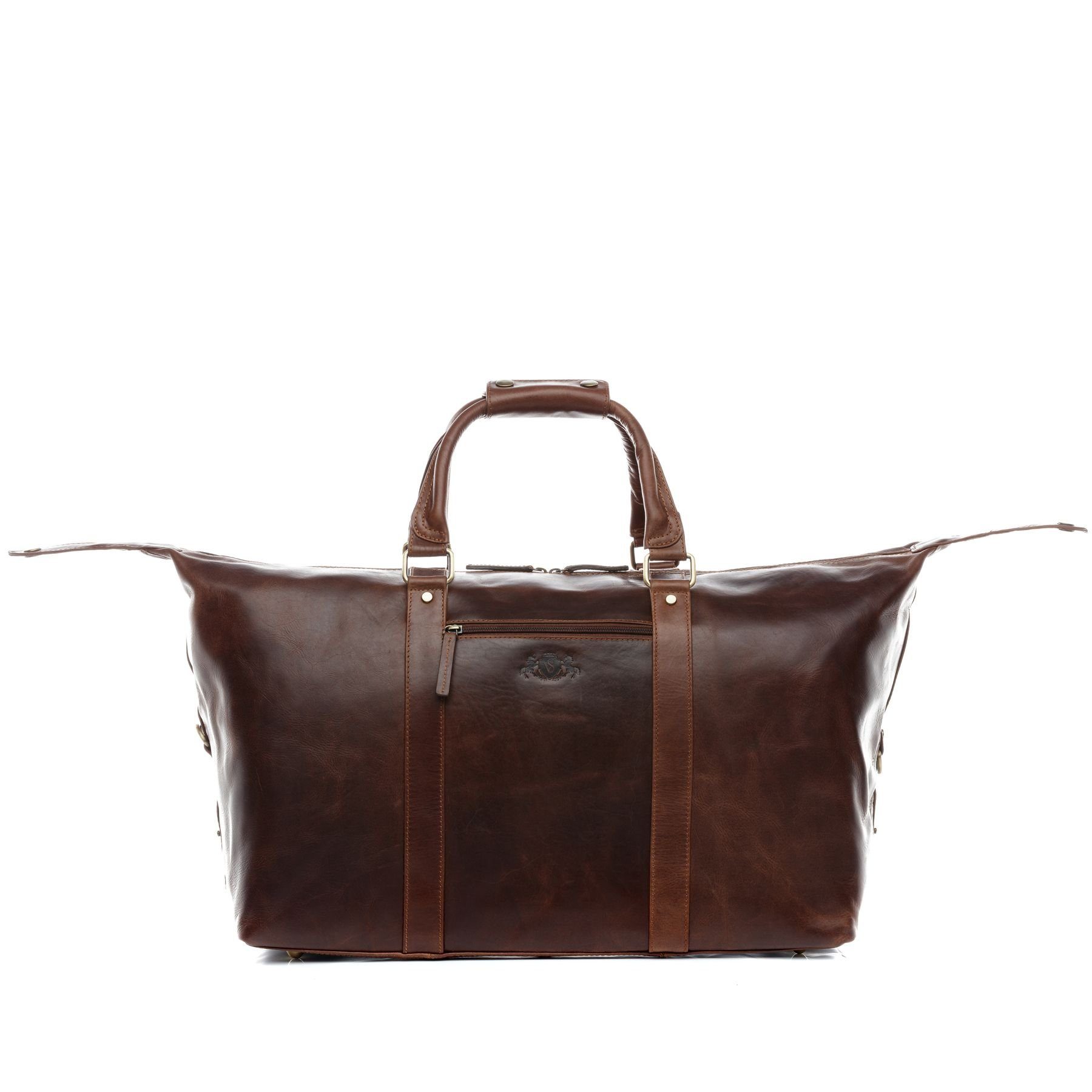 SID & VAIN Reisetasche Leder Weekender Unisex ZANE, Echtleder Reisegepäck für Damen & Herren, Sporttasche XL braun-cognac