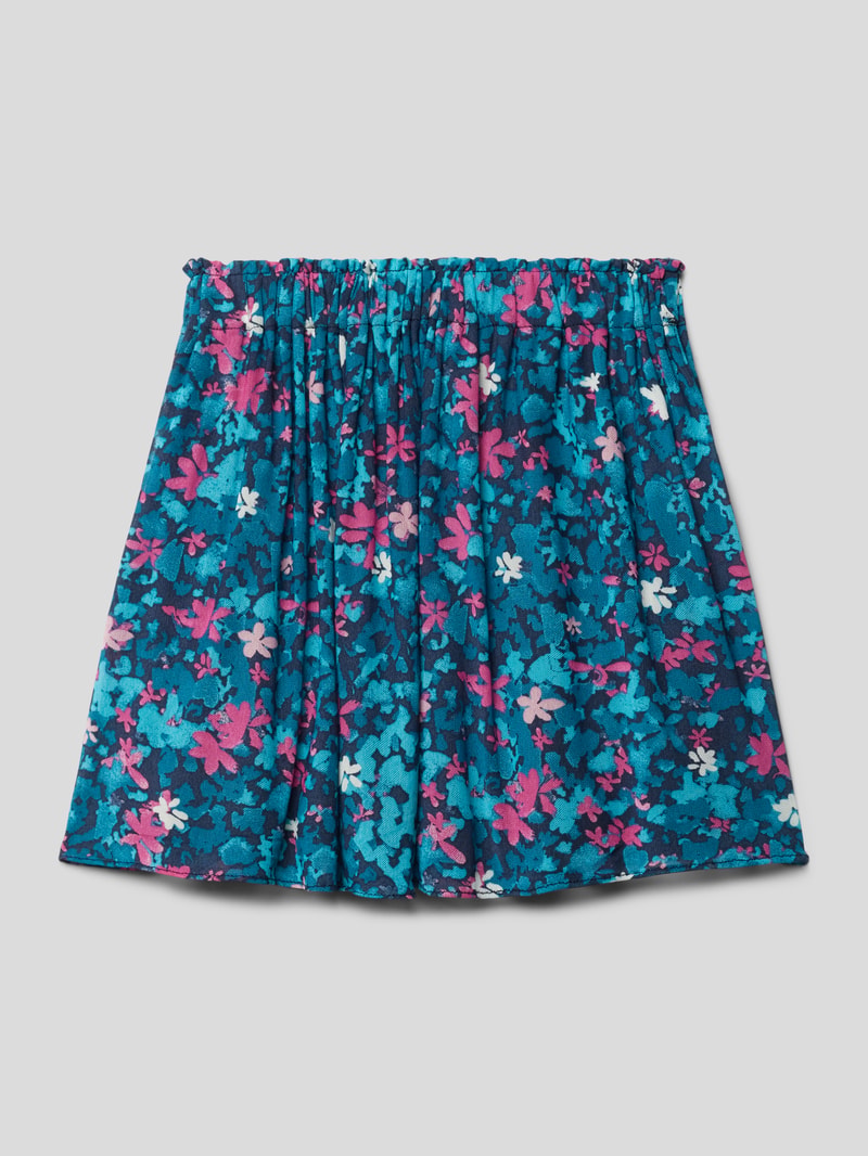 Rock mit floralem Muster in marineblau