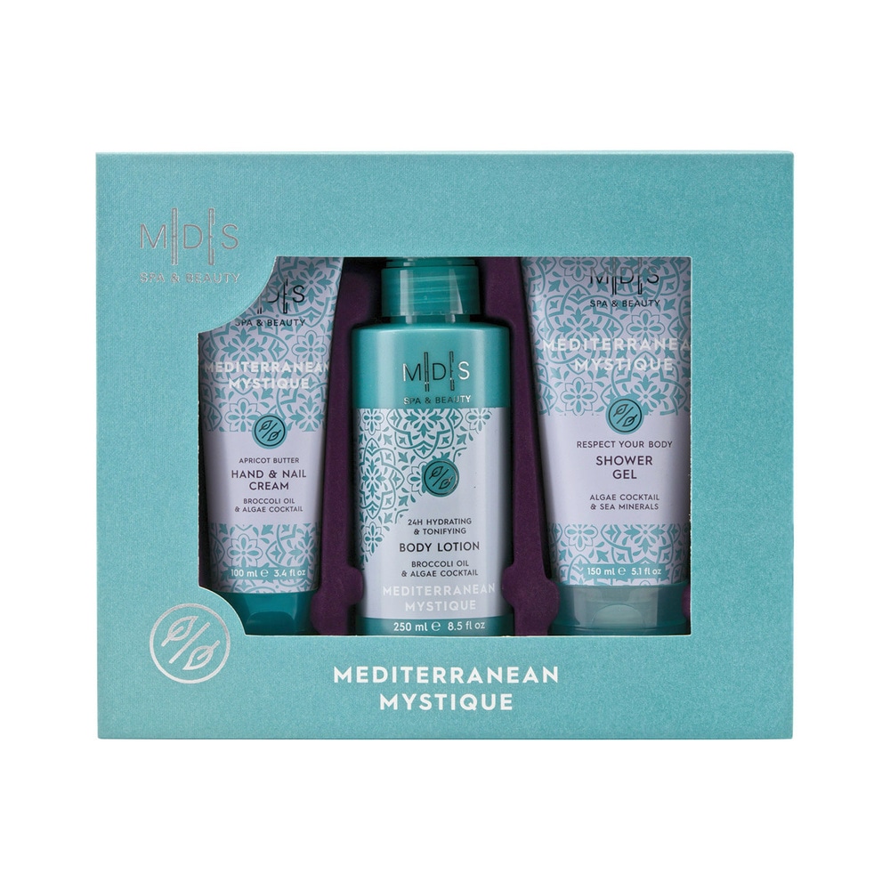 mades cosmetics MEDITERRANEAN MYSTIQUE coffret gel douche | lotion pour le corp s | crème mains & ongles