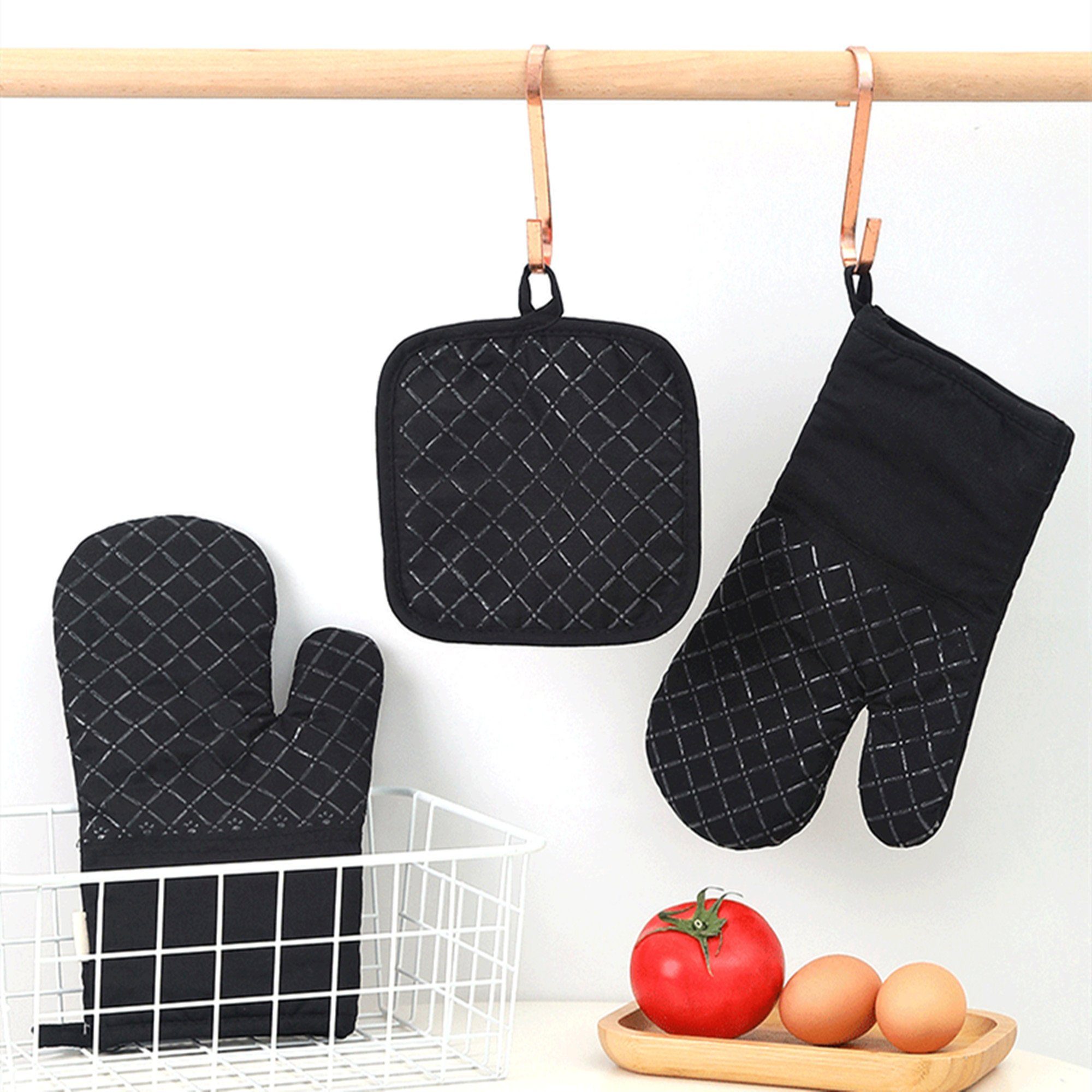 Tisoutec Topflappen Ofenhandschuhe Topflappen 4er Set, 360℃ Hitzebeständige Topfhandschuhe, Hitzebeständig,Gegen Verschmutzung