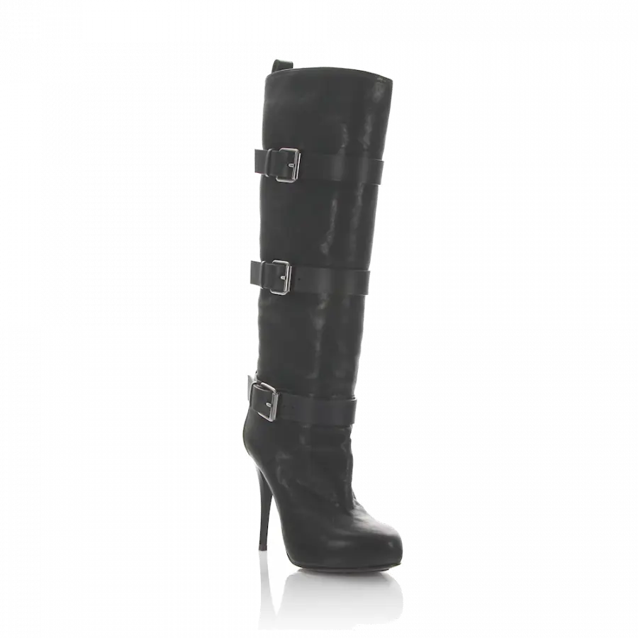 Giuseppe Zanotti - Stiefel Kalbsleder Zierschnalle schwarz - schwarz
