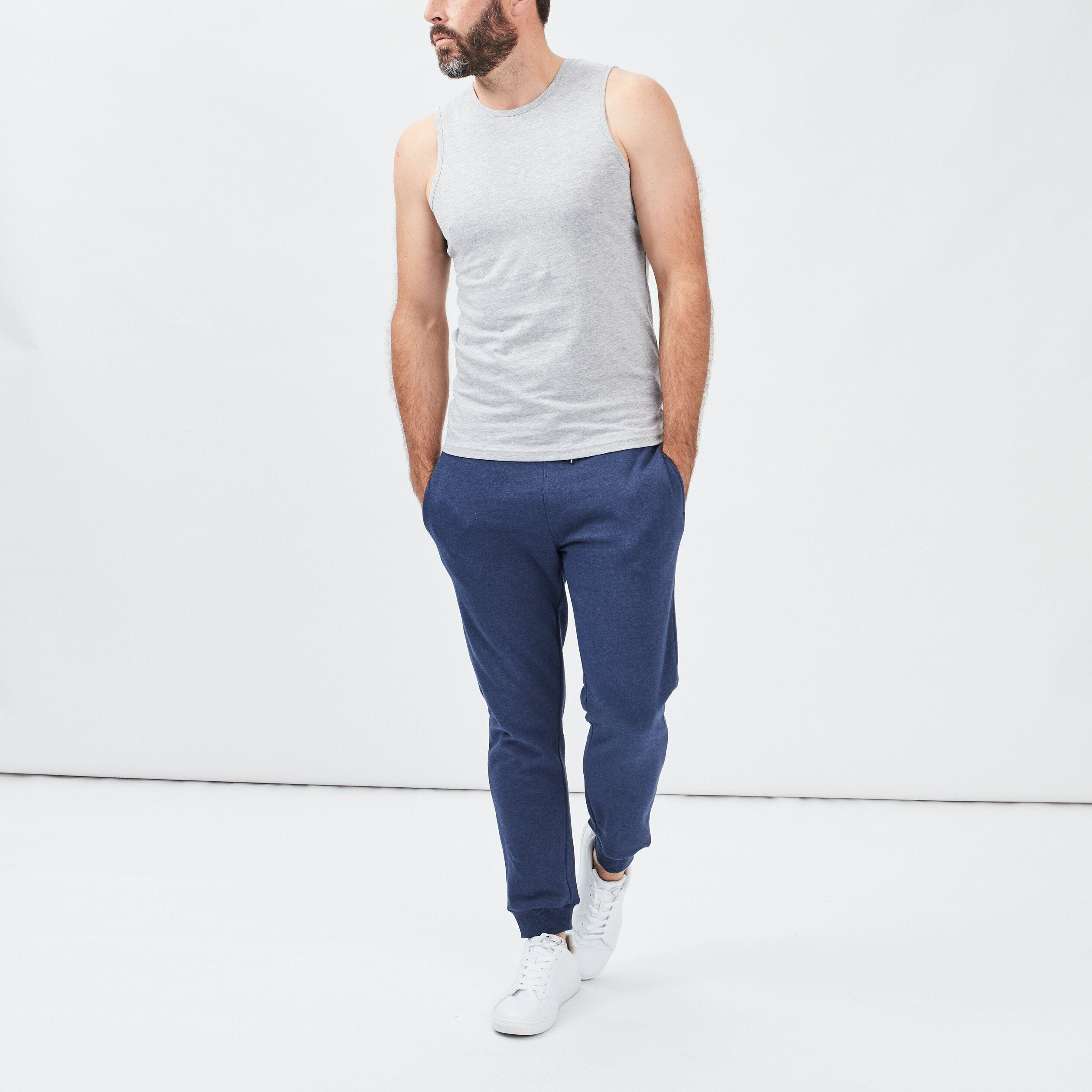 Débardeur col rond bretelles larges gris homme | La Halle