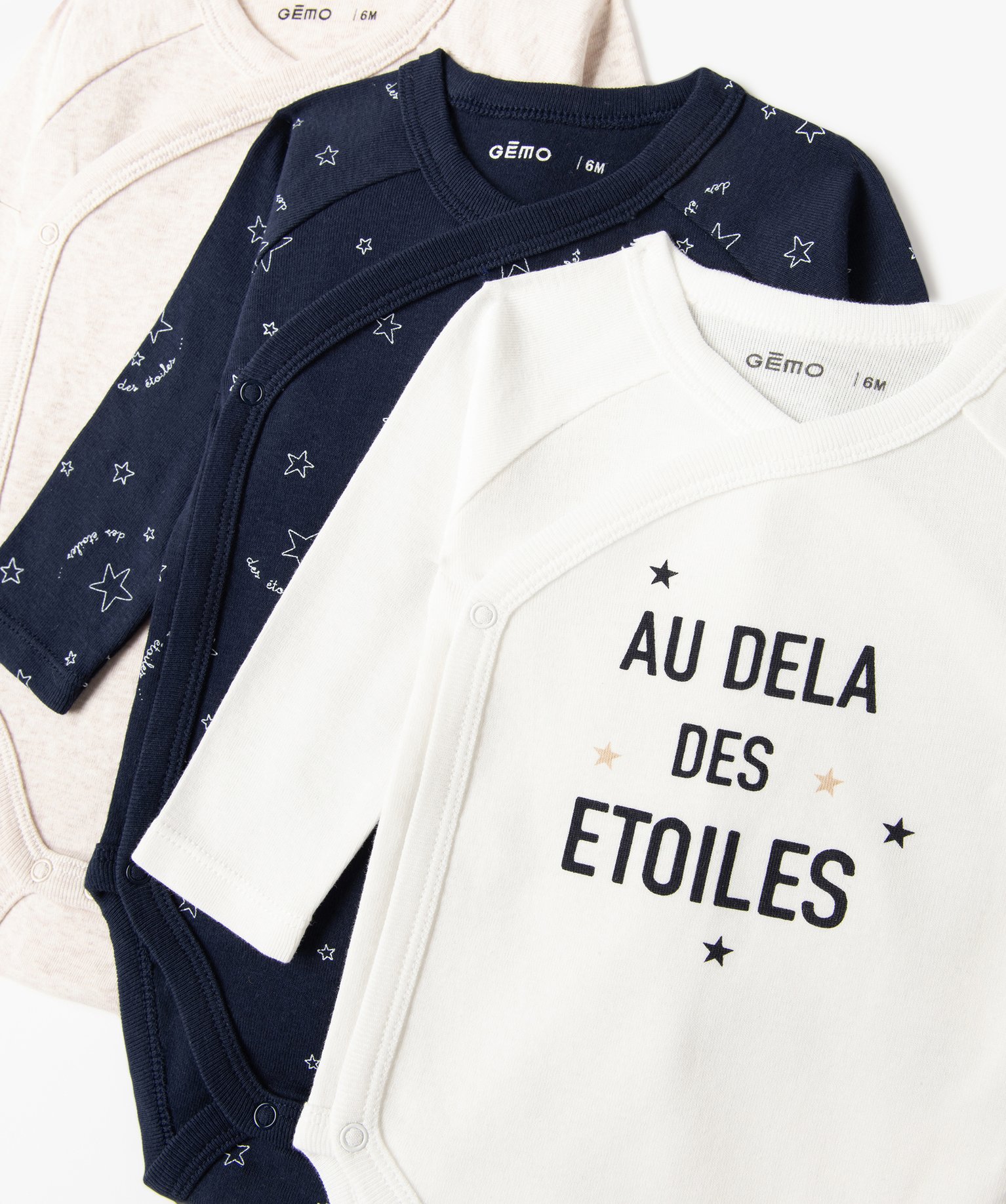 Body croisé à manches courtes en coton biologique bébé (... ecru | GEMO