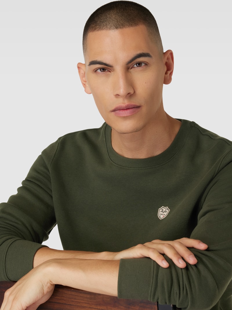 Sweatshirt mit Label-Detail Modell 'Nico' in olivgrün