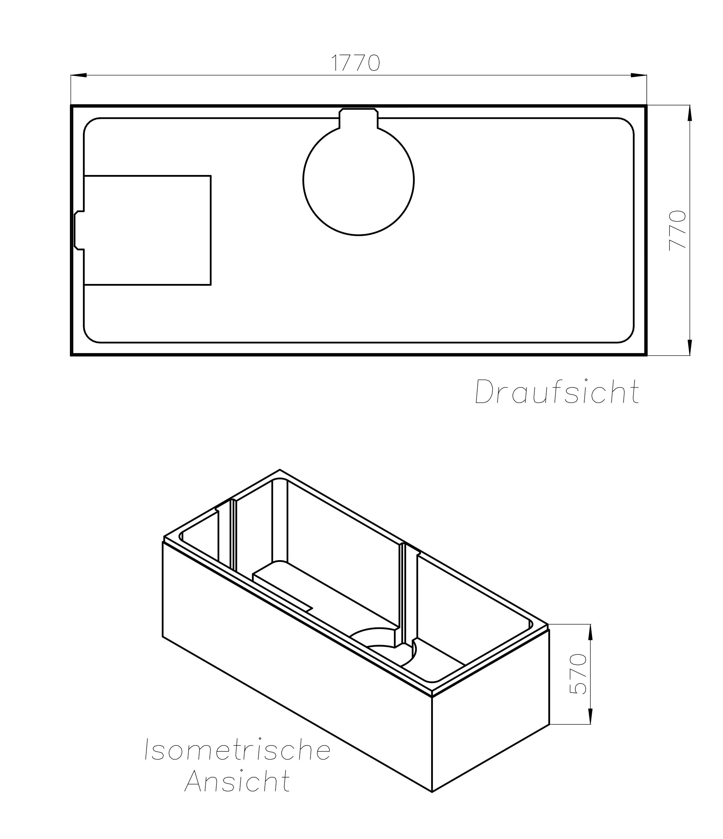 OTTOFOND Badewanne Malta 180, (Set), 180x80 cm, inklusive Wannenträger