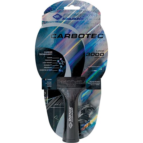 TISCHTENNIS-SCHLÄGER DONIC-SCHILDKRÖT TISCHTENNISSCHLÄGER CARBOTEC 3000, 50% CARBON