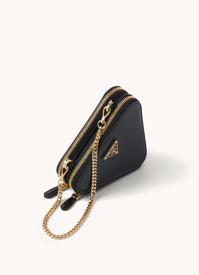 Prada Triangle Mini -kiiltonahkainen olkalaukku