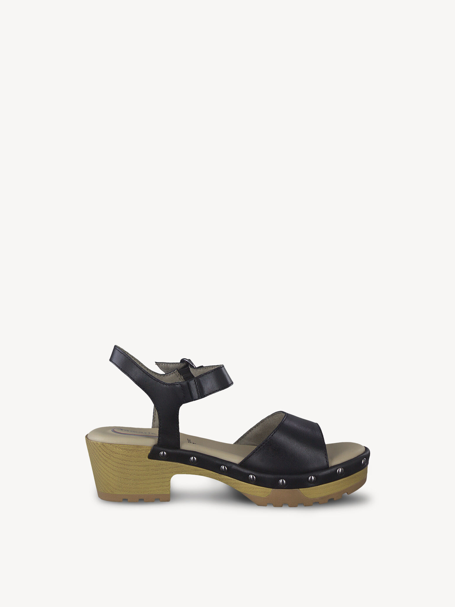 Sandale à talon en cuir - noir