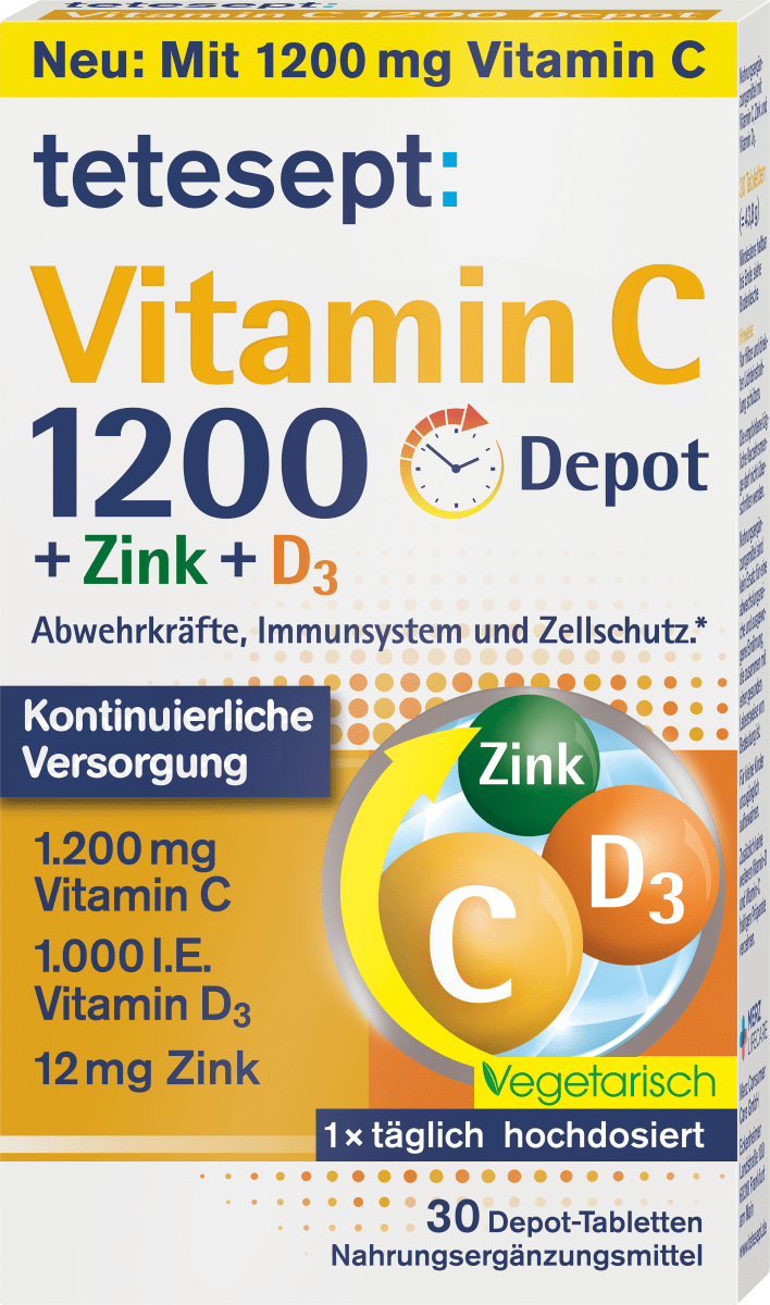 Vitamin C 1200 Depot + Zink + D3 Tabletten 30 St, 43,8 g