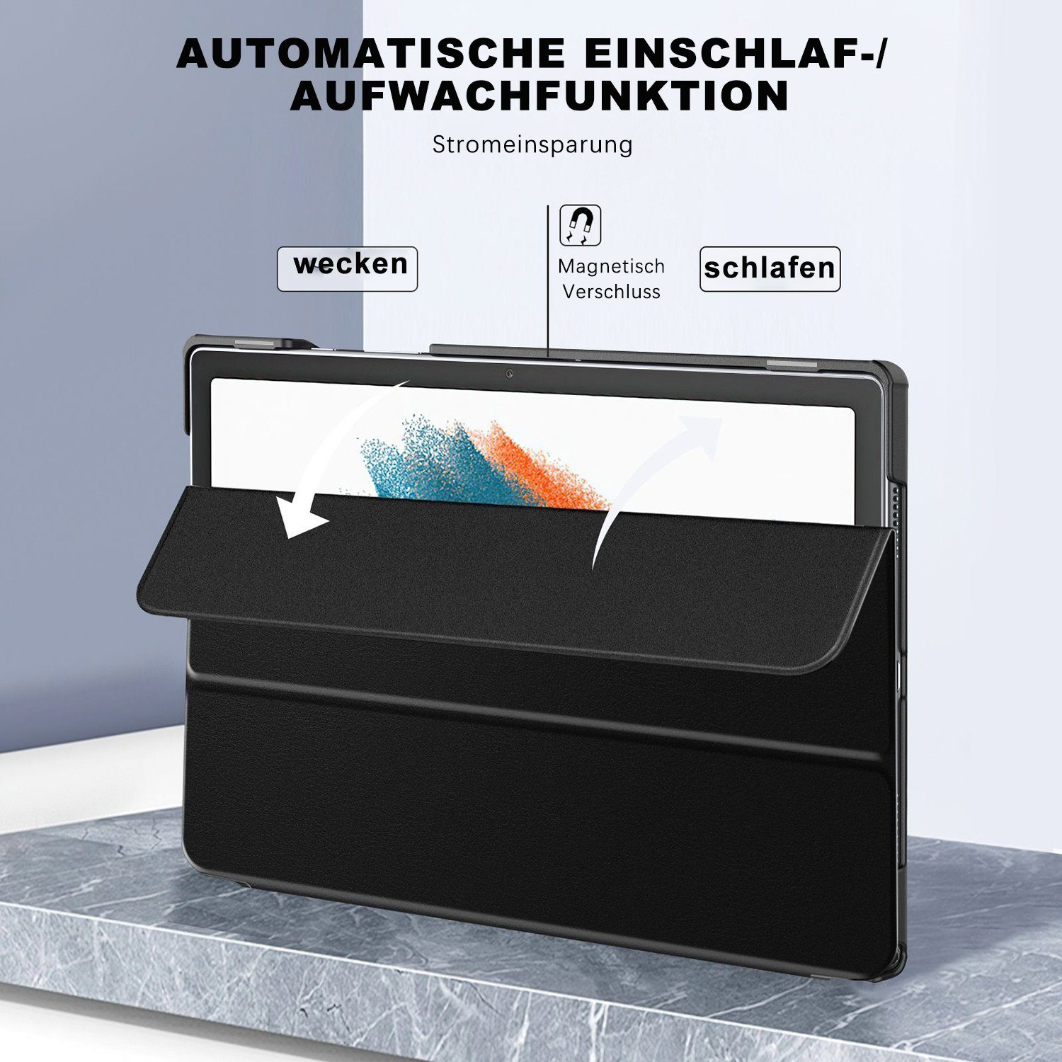 IBETTER Tablet-Hülle Tablet-Hülle Hülle für Samsung Galaxy Tab A8 10.5 2021 Ultra Schlank Kunstleder Schutzhülle Cover, mit Auto Schlaf/Wach Funktion
