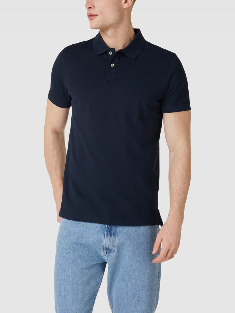 Poloshirt mit Logo-Stitching in dunkelblau