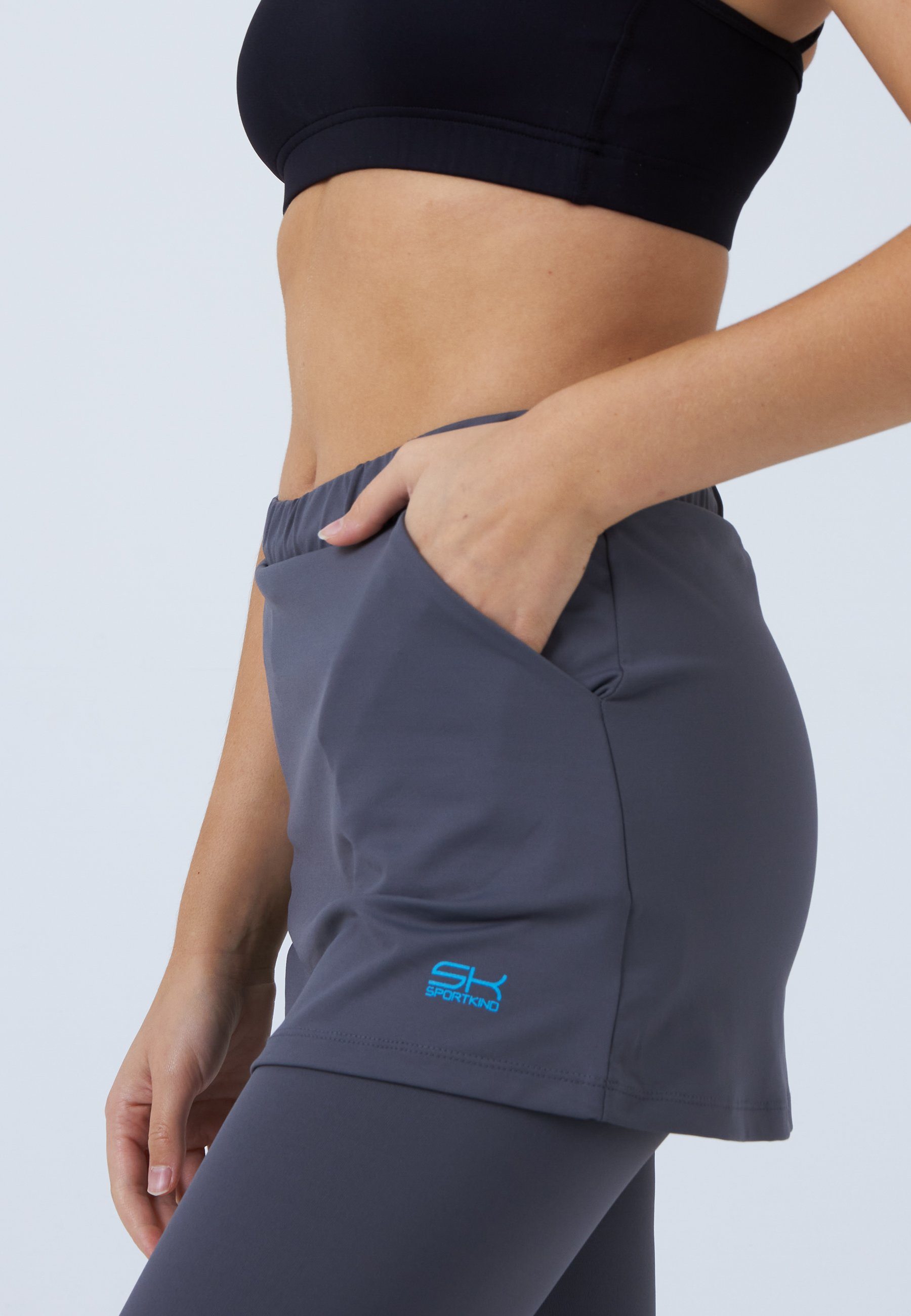 SPORTKIND Tennisrock 2-in-1 Skapri Rock mit Leggings Mädchen & Damen grau