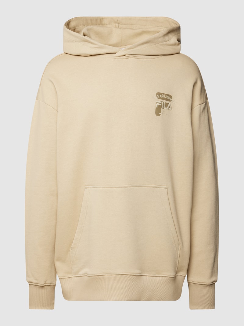 Oversized Hoodie mit Label-Stitching Modell 'BAAR' in beige