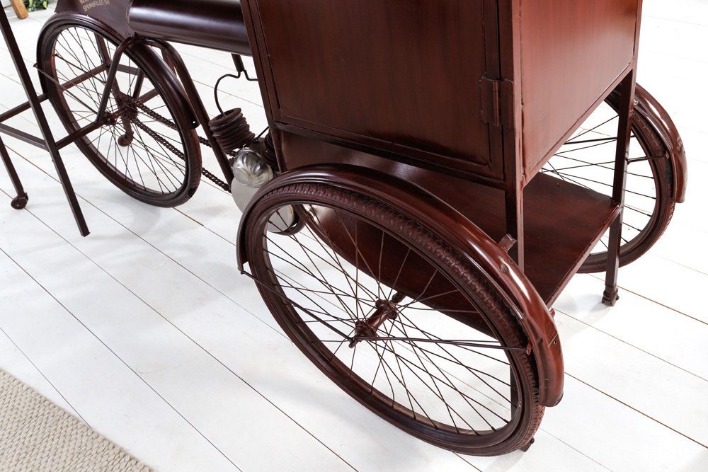 riess-ambiente Barschrank DELHI 190cm natur / schwarz (Einzelartikel, 1-St) Esszimmer · Massivholz · Metall · Fahrrad-Gestell · Upcycling · Retro