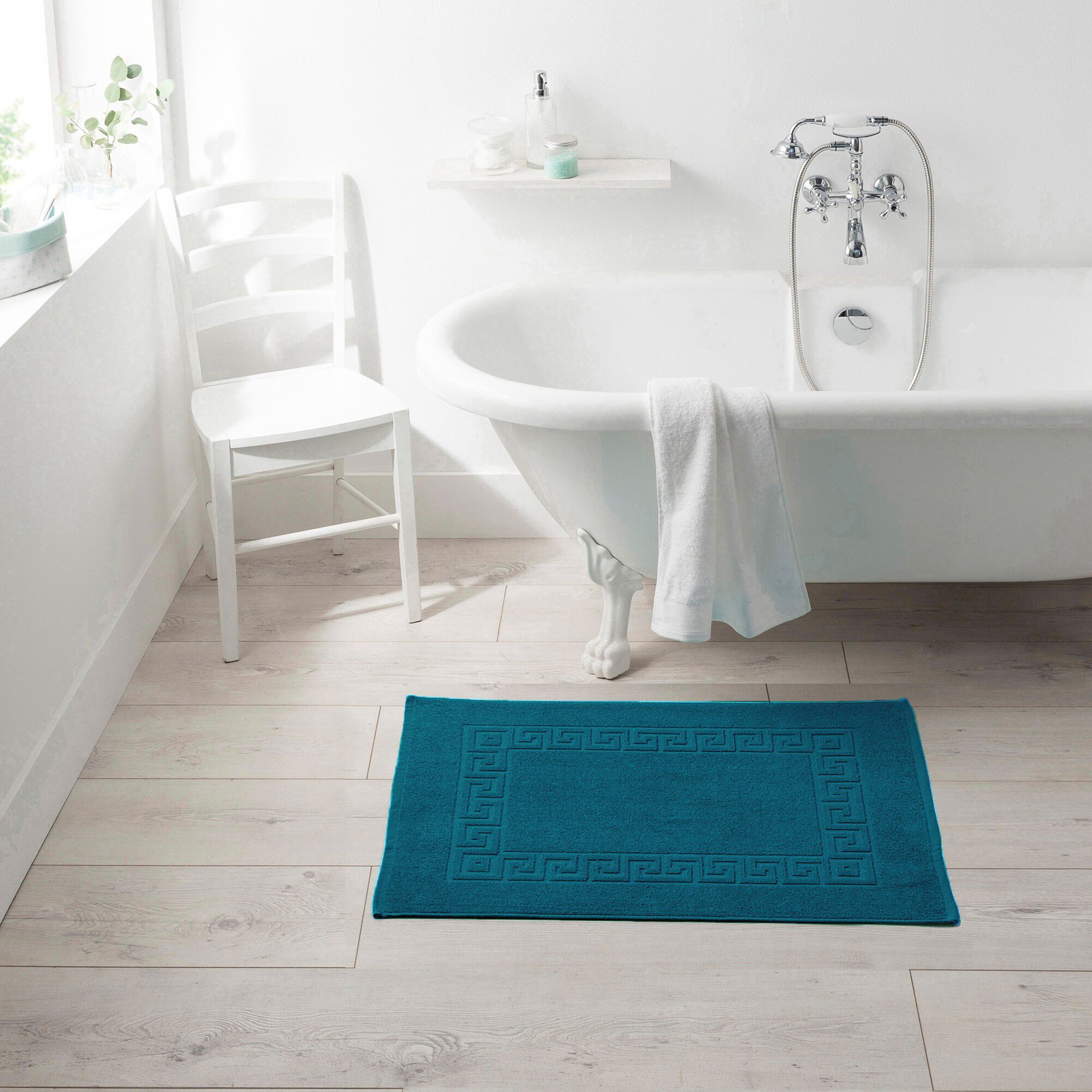 Tapis de bain éponge liteau motif frise grecque