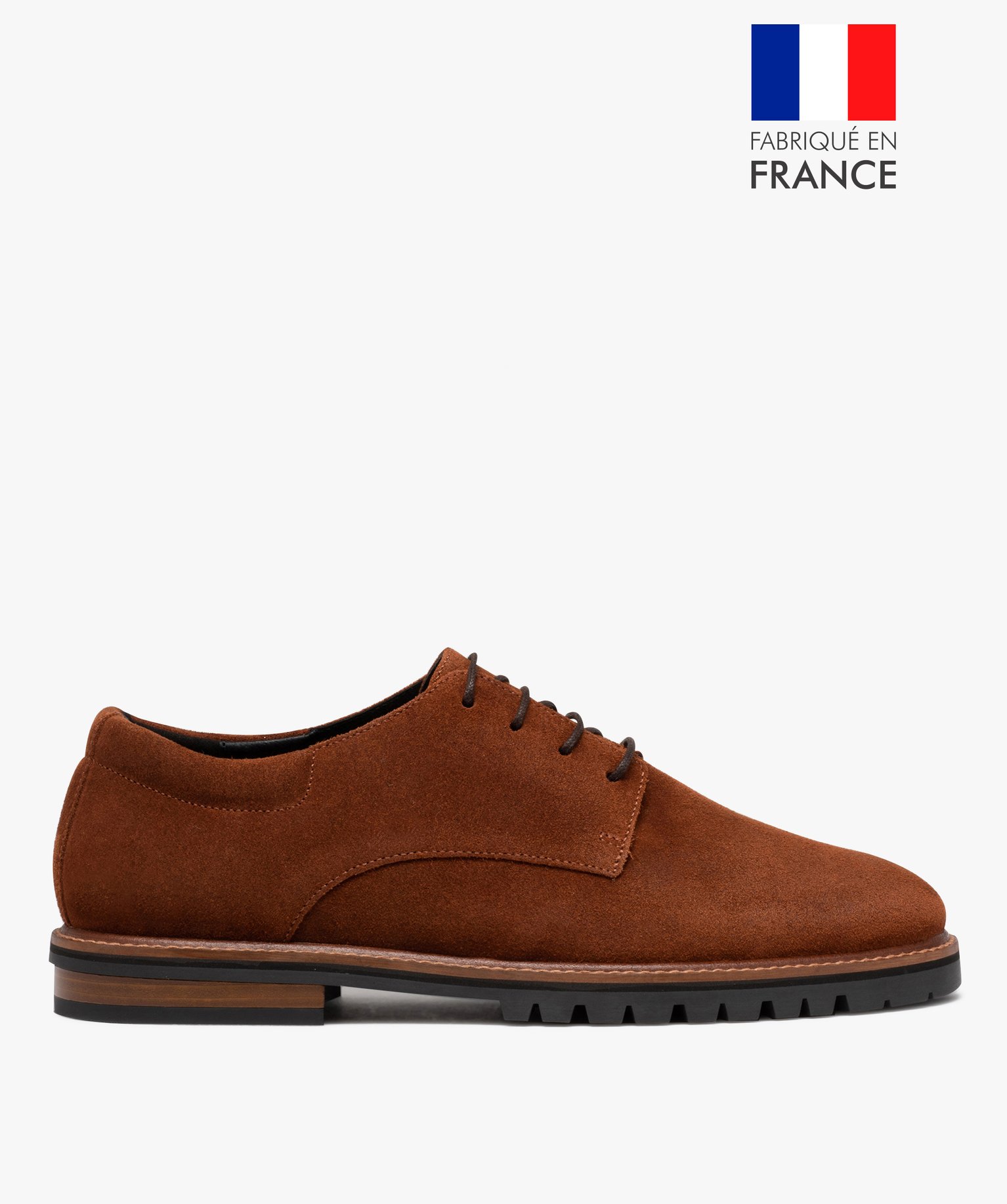 Derbies homme unis dessus cuir - Tanéo marron | GEMO