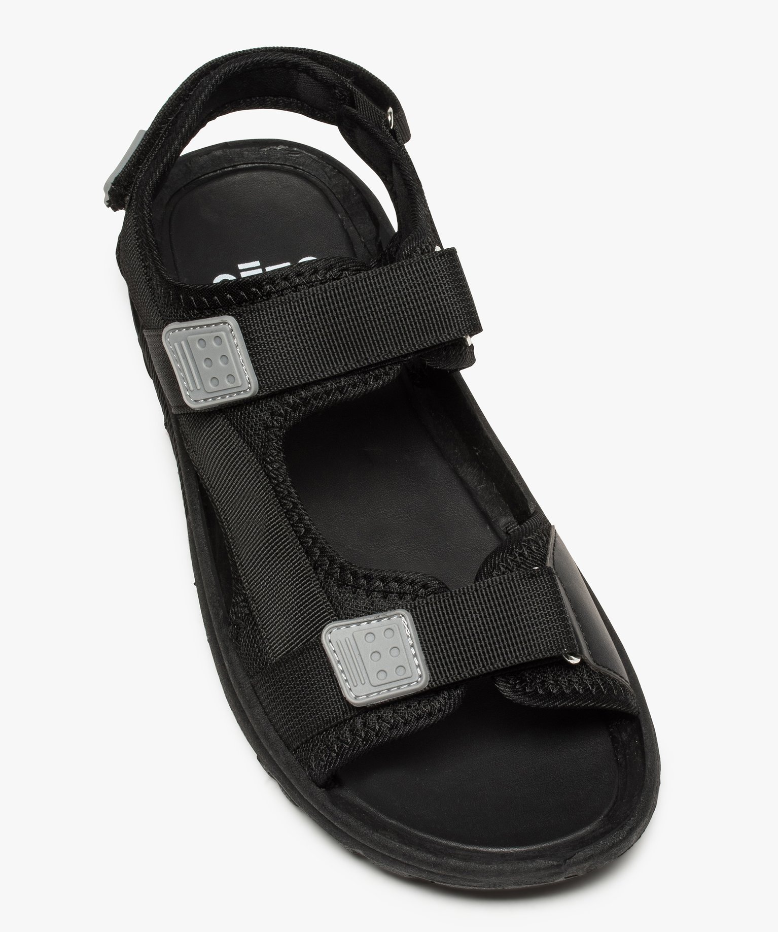 Sandales homme en textile fermeture trois bandes scratch noir | GEMO
