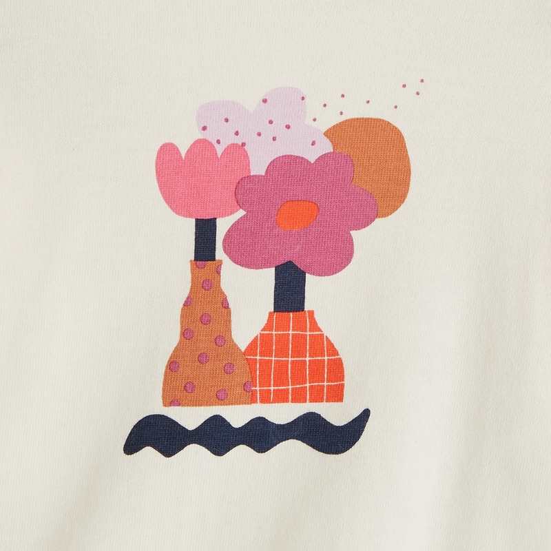 T-shirt fille blanc à fleurs en coton Catimini