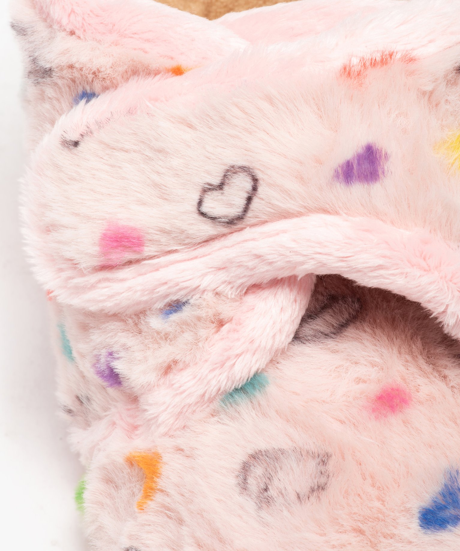 Chaussons fille bottillons en textile peluche imprimé curs rose | GEMO
