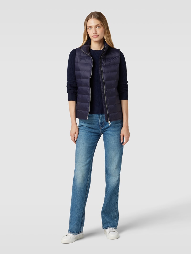 Steppweste mit Label-Stitching in marineblau