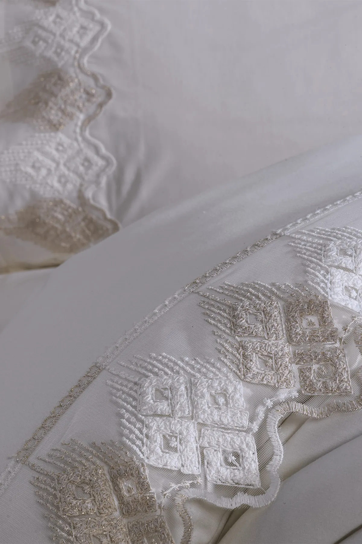 Çeyiz Diyarı  Irina Dowry Bettbezug-Set aus französischer Spitze, Creme