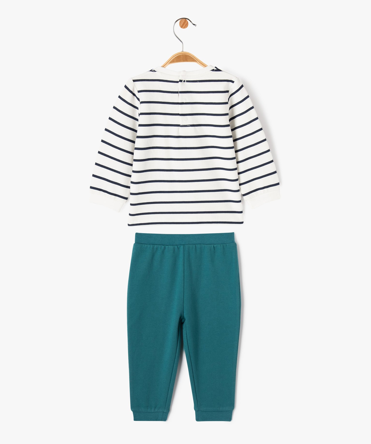 Pyjama 2 pièces dépareillées en molleton bébé ecru | GEMO