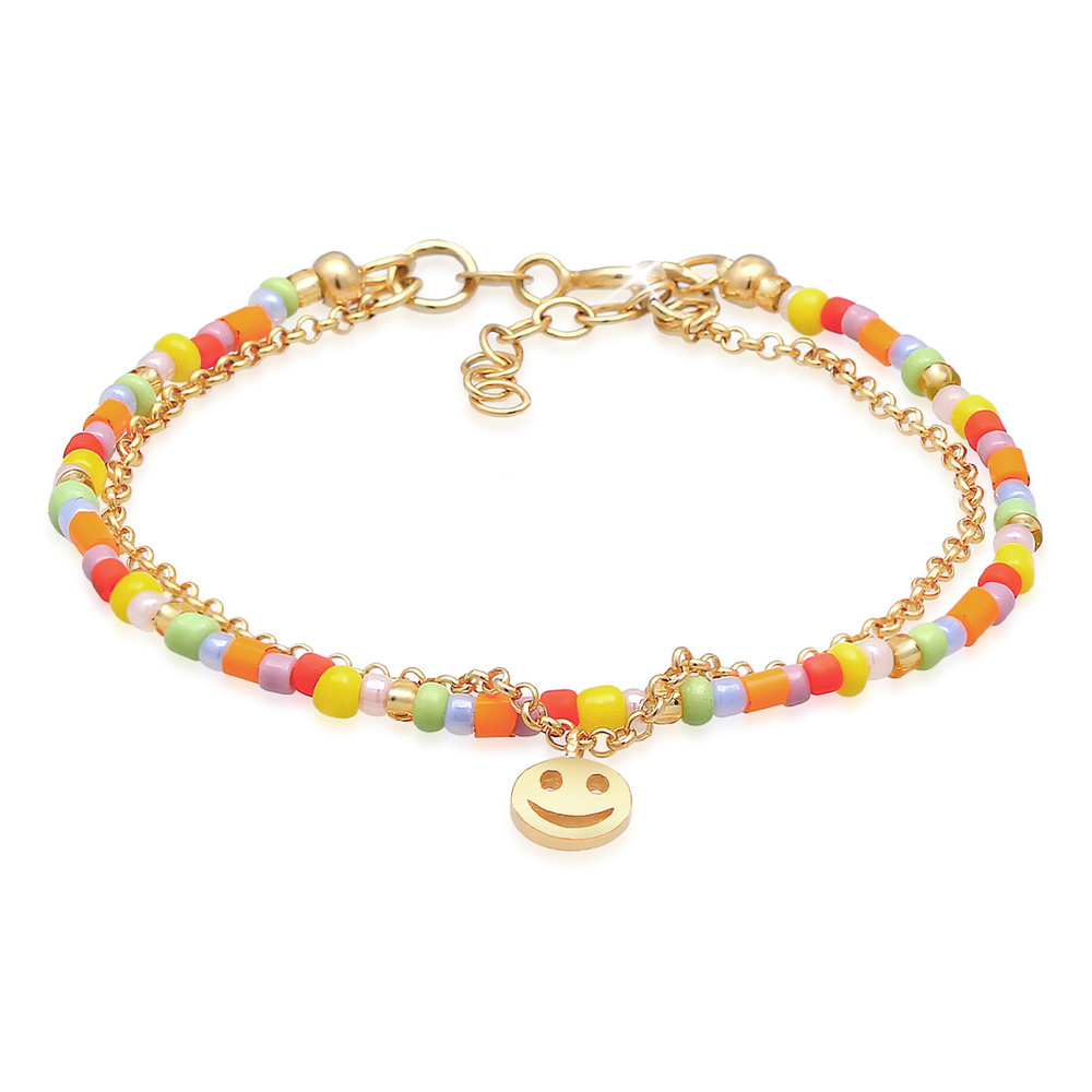Elli Elli Bracelet Perles pour enfants Couche Beads Smile Emoji en argent sterling 925 Bracelet